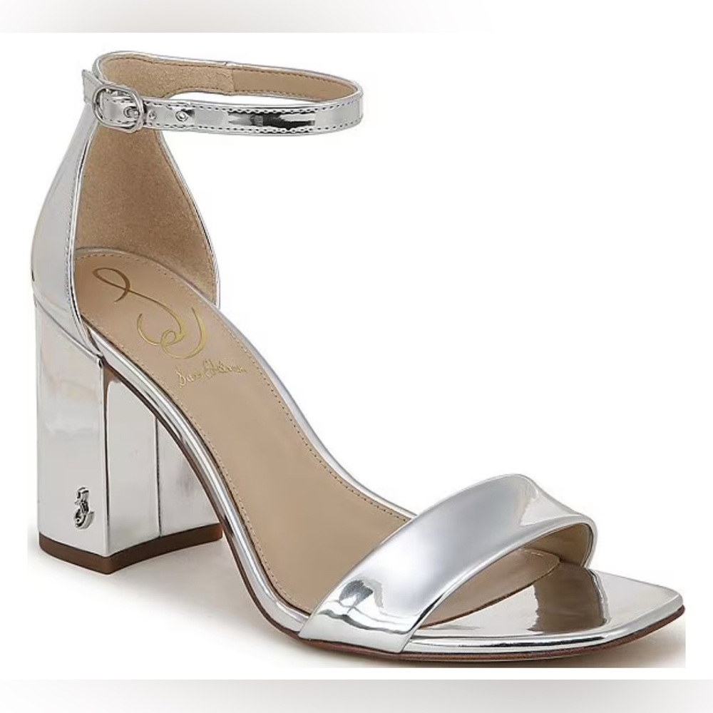 SAM EDELMAN Daniella Mirror Metallic Ankle Strap Dress Sandals
